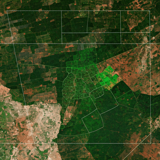 Satellite view of agricultural plots